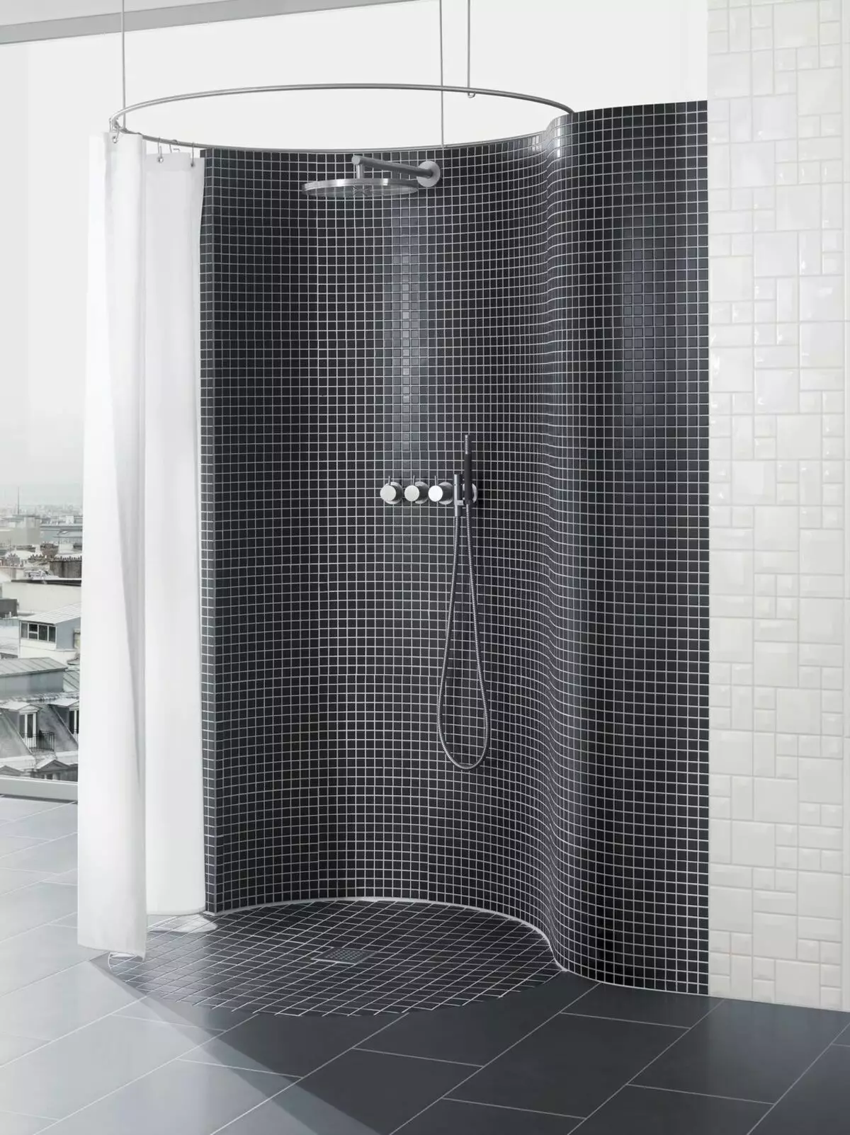 Cabinas abiertas de ducha: sin techo y paleta baja de 90x90 cm, modelos angulares, tamaños 100x100 y 120x80 cm, otros modelos para el baño 10334_45