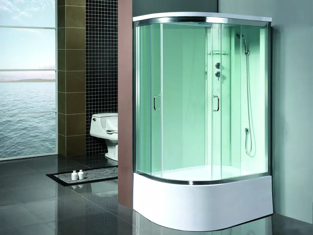 Cabinas abiertas de ducha: sin techo y paleta baja de 90x90 cm, modelos angulares, tamaños 100x100 y 120x80 cm, otros modelos para el baño 10334_9