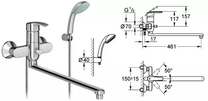 Mélangeurs de bain: options avec douche, bronze et laiton, modèles thermostatiques, hansgrohe et autres marques 10344_39