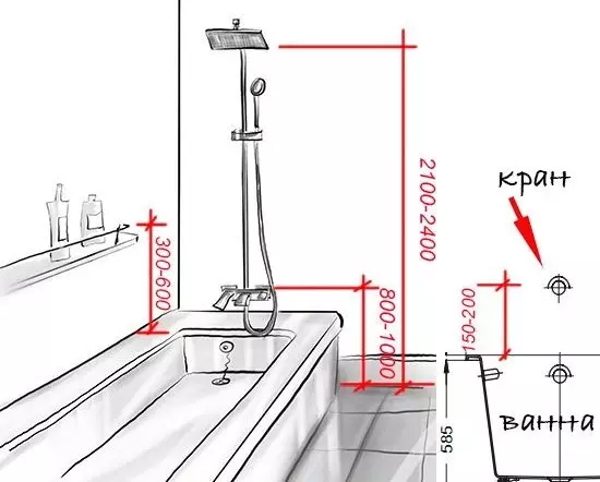 Kúpeľňa Mixera Výška: Štandard podlahy. Aká je výška dať mixér na stojan a visieť na stene? 10346_11