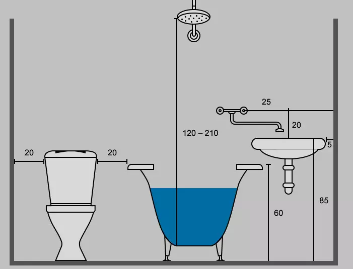 Kúpeľňa Mixera Výška: Štandard podlahy. Aká je výška dať mixér na stojan a visieť na stene? 10346_21