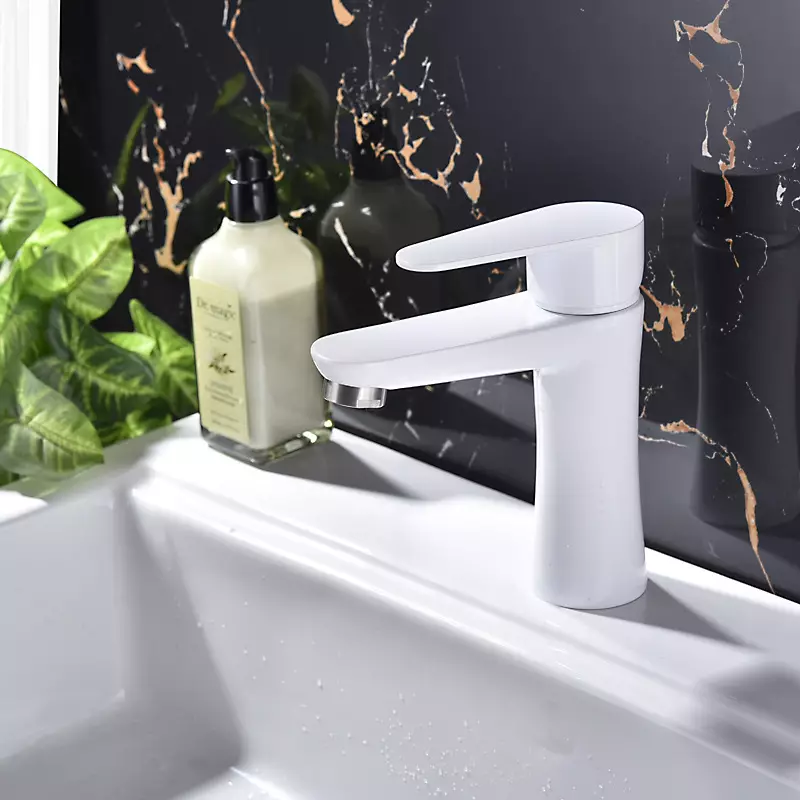 White bathroom faucets: overview of white white color models for shell and onboard baths, with long and short spout 10353_19