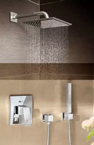 Yazım ile duş rafı: üst duşlu banyo sistemi, uzun ve döner bükülmüş panel, kulaklık seçimi 10377_26