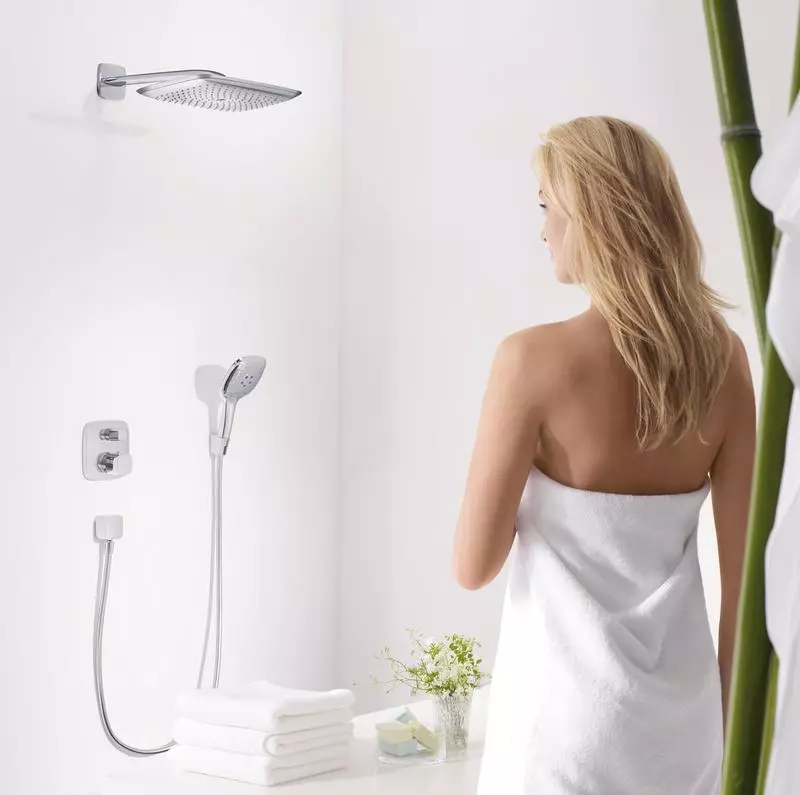 Yazım ile duş rafı: üst duşlu banyo sistemi, uzun ve döner bükülmüş panel, kulaklık seçimi 10377_9