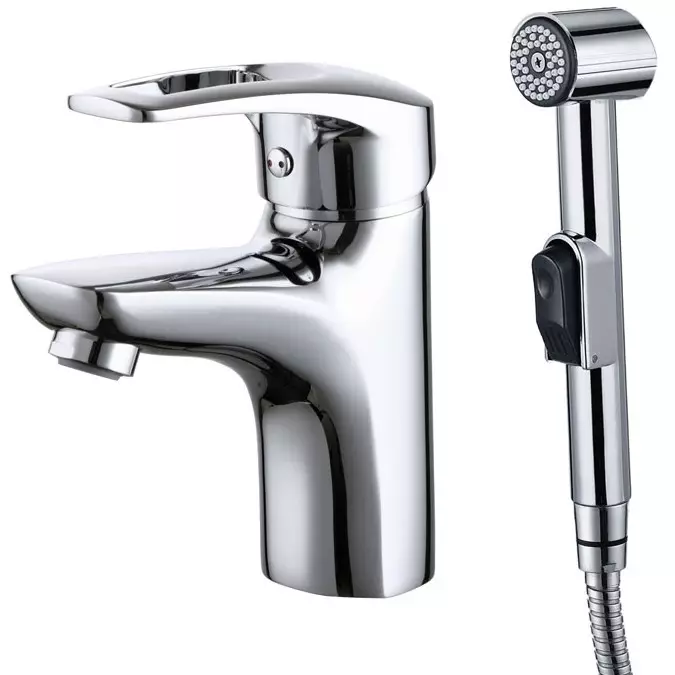 Miješalice za sudoper s higijenskim tušem: za pushbasin iznad glave, visoke i jedno-umjetni, brončani i bijeli, groho i druge marke 10382_8