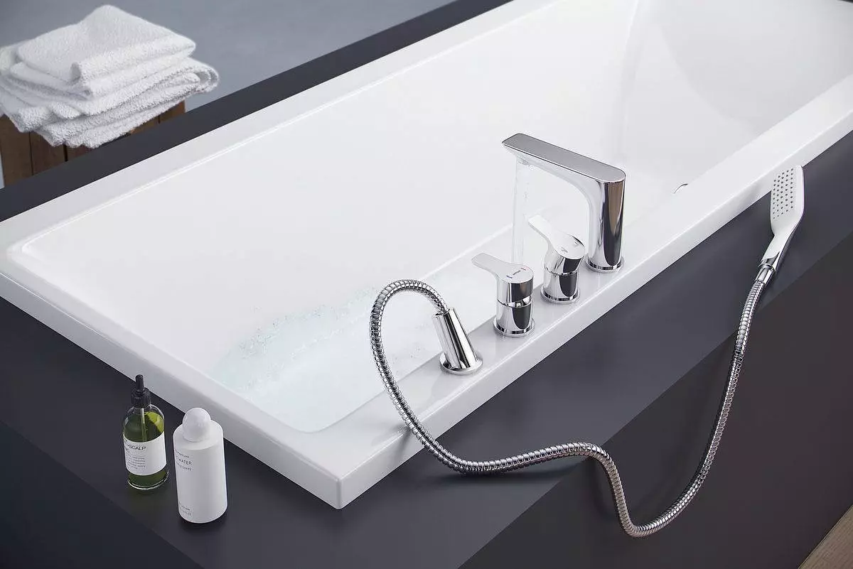 Kren untuk bilik mandi: untuk tenggelam dan mandi, model lantai dengan pengusiran yang panjang, kren dari Jerman dan model lain. Bagaimana untuk memilihnya? 10384_30