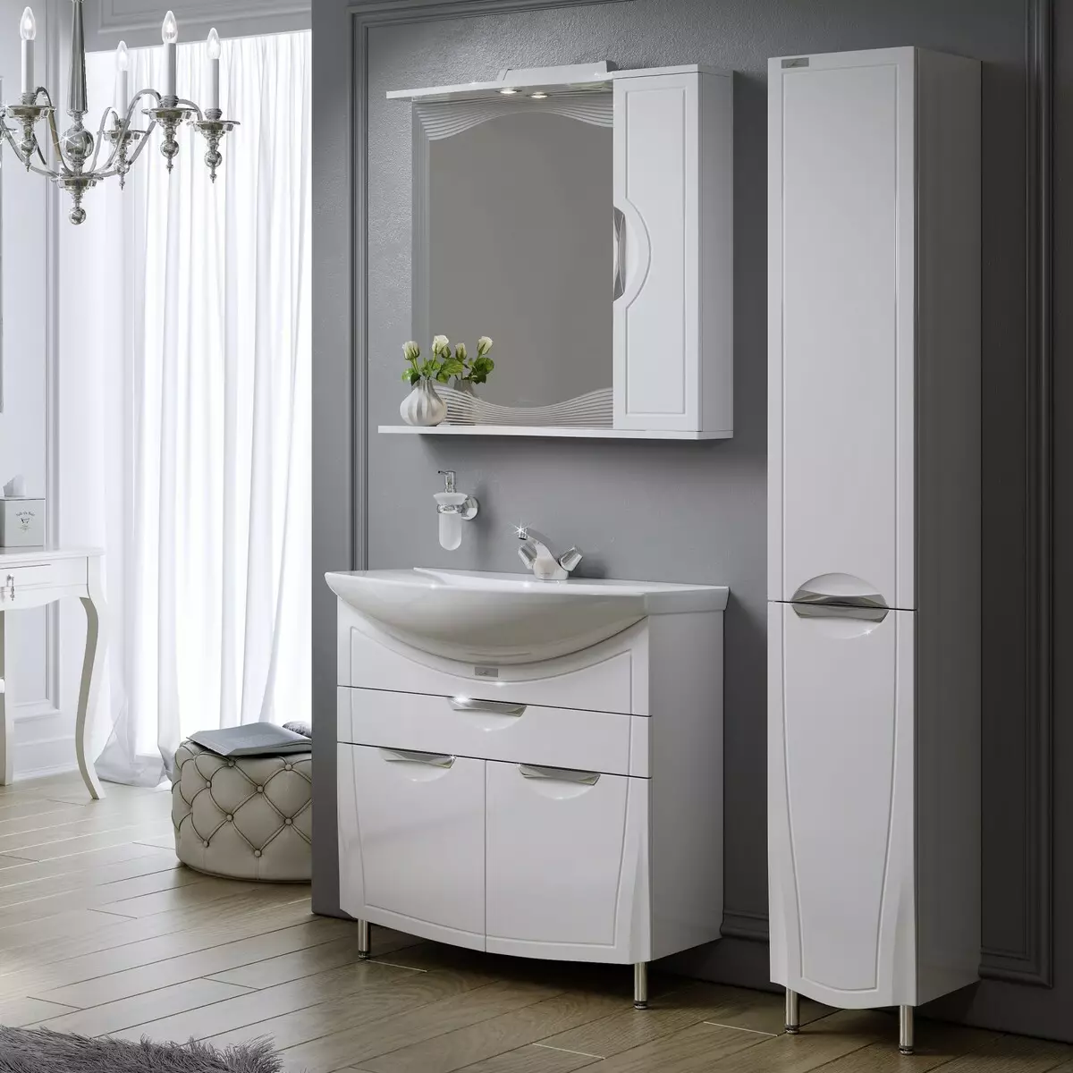 Kabinet di bilik mandi (96 foto): Model terbina dalam dan almari, model plastik dan plasterboard. Apakah ketinggian untuk menggantung loker ke atas sinki? 10388_13