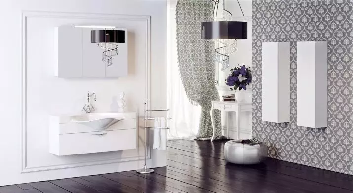 Kabinet di bilik mandi (96 foto): Model terbina dalam dan almari, model plastik dan plasterboard. Apakah ketinggian untuk menggantung loker ke atas sinki? 10388_93