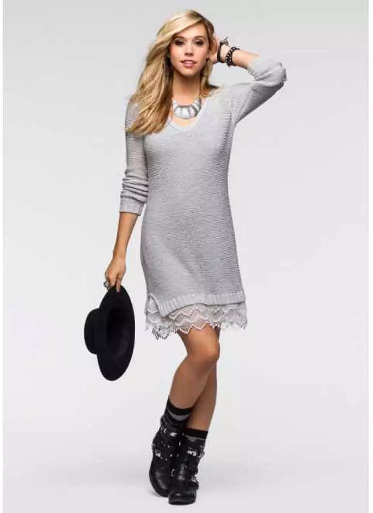 Pullover-Kleid (83 Fotos): Was trägt, um ein Pullover-Kleid zu tragen, mit Spitze, Schwarz, Hochzeit, für den vollen, Maxi-Pullover, warm, grau 1038_25