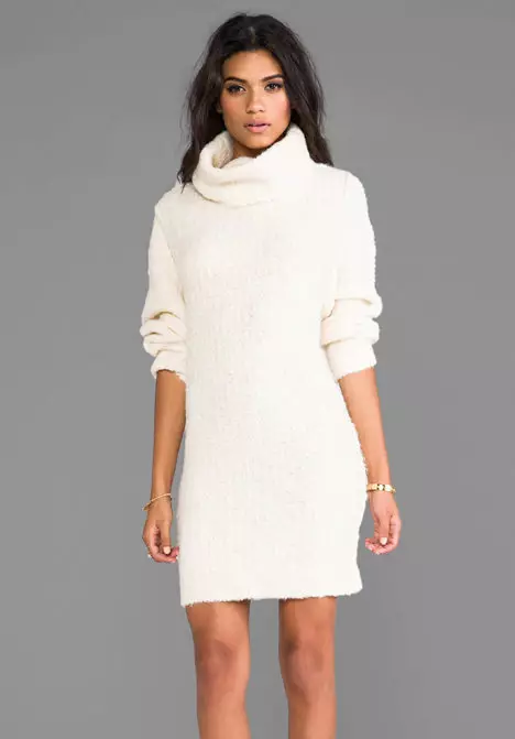 Sweater Dress (83 foto's): Wat om 'n trui-rok te dra, met kant, swart, troue, vir volle, Maxi-trui, warm, grys 1038_4