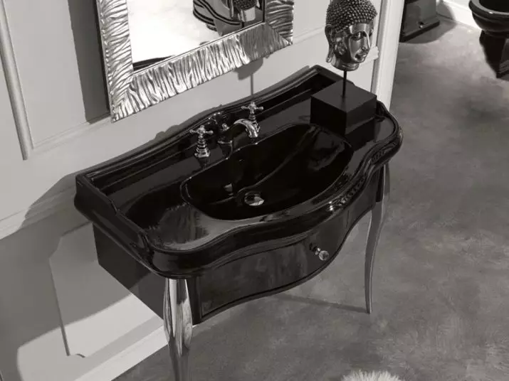 Tabletop v kúpeľni pod umývadlom (67 fotografií): z dlaždíc a mozaikových, akrylových a vlhkosti odolných voči dlaždice a ďalšie možnosti. Optimálna výška tabuľky pod umývadlom 10393_50