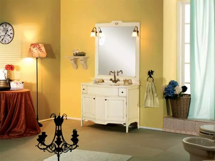 Tabletop v kúpeľni pod umývadlom (67 fotografií): z dlaždíc a mozaikových, akrylových a vlhkosti odolných voči dlaždice a ďalšie možnosti. Optimálna výška tabuľky pod umývadlom 10393_51