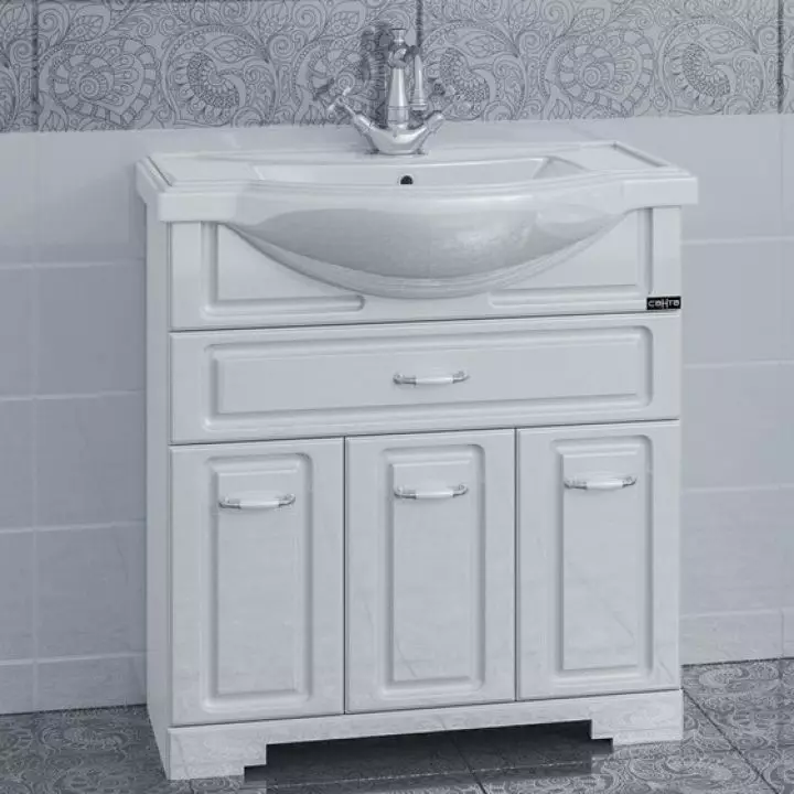 Jedhing ruangan ruangan: nganggo sink lan tanpa, ukuran 50-60 cm lan 70-80 cm, 90-80 cm, 90-100 cm lan ukuran kamar mandi liyane 10396_8