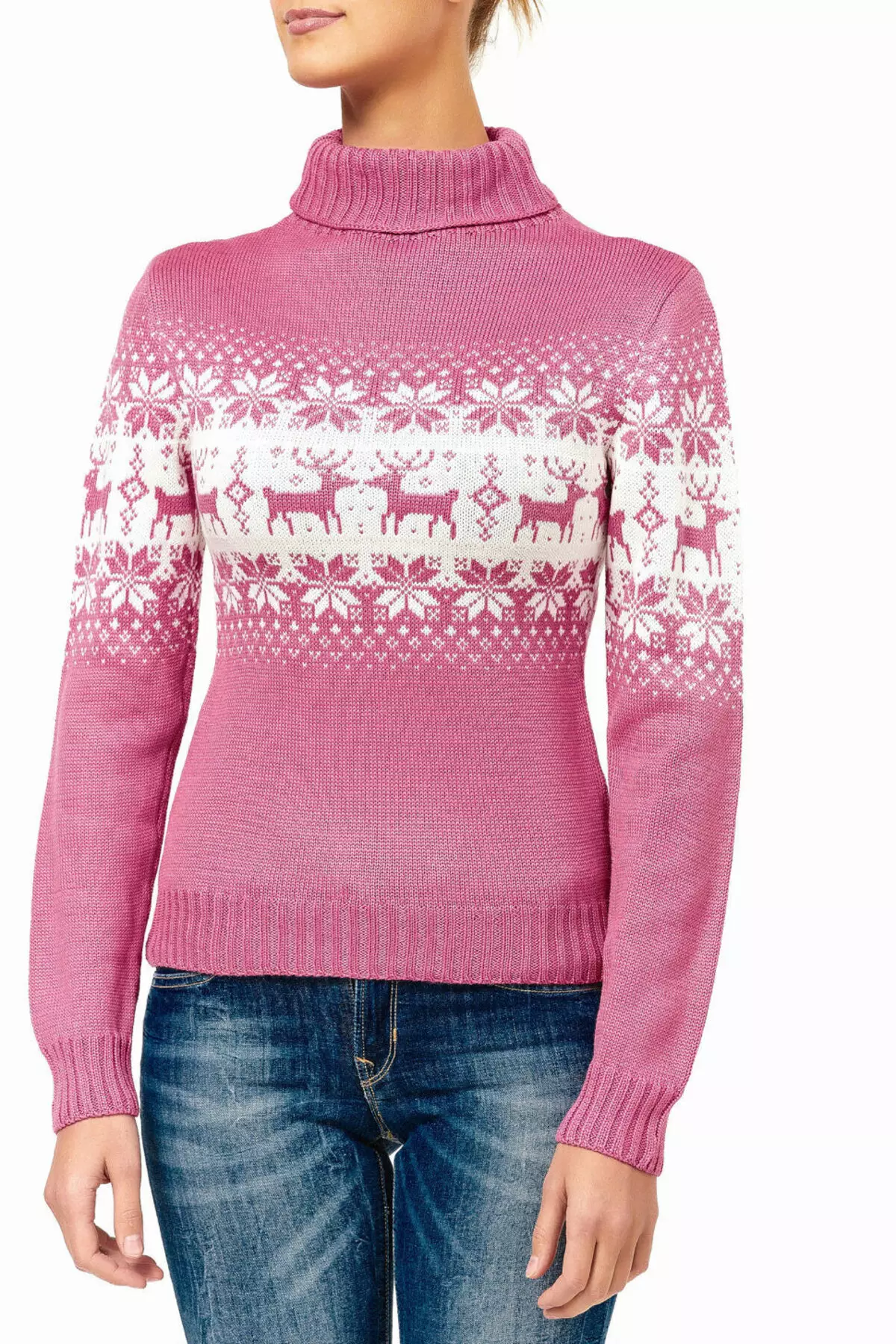 Suéter rosa (62 fotos): Qué usar, suéter, suavemente rosa, esponjoso, rosa pálido, rosa gris, rosa brillante 1039_15