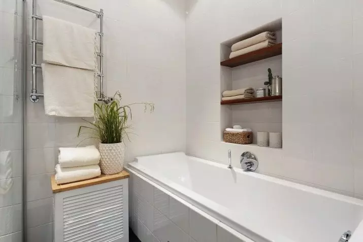 Puinen hylly kylpyhuoneeseen: asennettu puuhyllyllä kylpyhuoneessa, kulma ja pesuallas, muut vaihtoehdot 10407_2