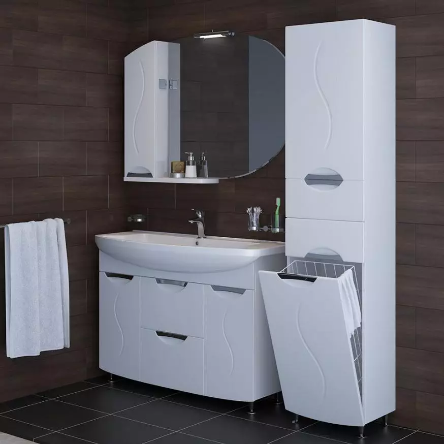 Armoires de sol dans la salle de bain (67 photos): grande commode et petits casiers, évaluation des meubles de IKEA 10412_14