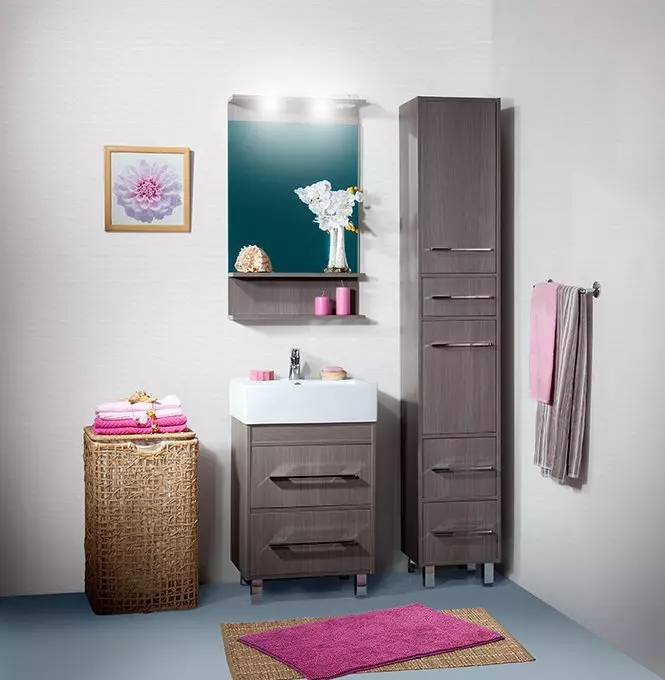 Kabinét lantai di kamar mandi (67 poto): dada ageung laci sareng loker leutik, perstagingan ti Ikea 10412_37