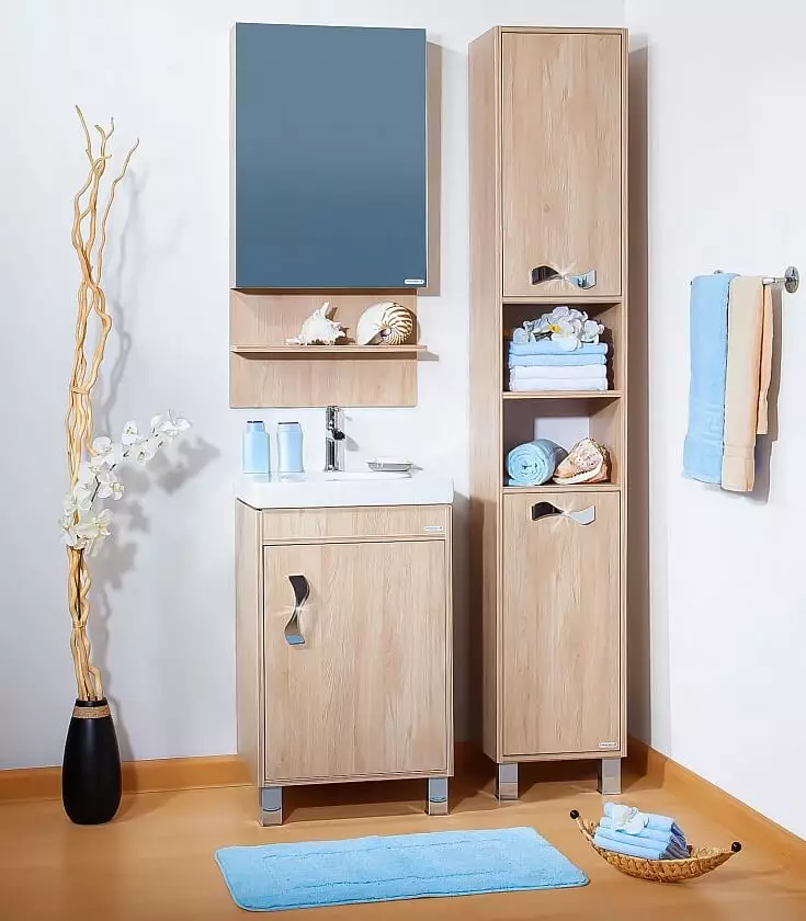 Kabinet lantai ing kamar mandi (67 foto): dada gedhe laci lan lemari cilik, review perabotan saka Ikea 10412_55