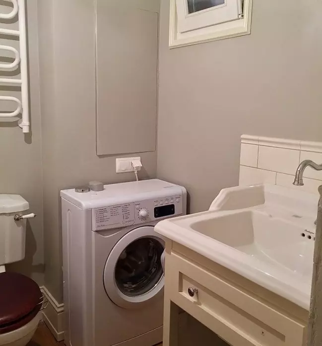 Práčka v kúpeľni (101 fotiek): Interiérové ​​dizajnové vlastnosti interiéru kúpeľne s práčkou v moderných a iných štýloch 10413_15
