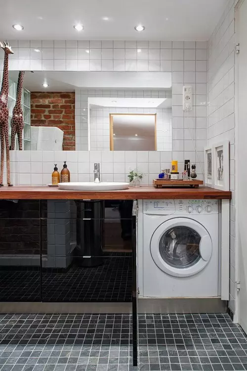 Máquina de lavar roupa no banheiro (101 fotos): Recursos de design de interiores do interior do banheiro com uma máquina de lavar roupa em modernos e outros estilos 10413_20
