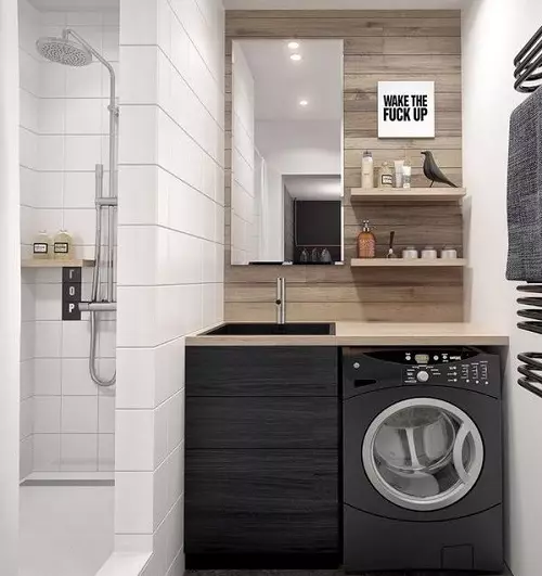 Waschmaschine im Badezimmer (101 Fotos): Innendesign Merkmale des Inners des Badezimmers mit einer Waschmaschine in modernen und anderen Stilrichtungen 10413_22