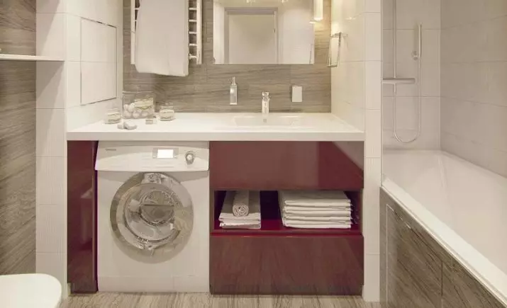 Mesin cuci di kamar mandi (101 poto): fitur desain interior tina interior tina kamar mandi sareng mesin cuci dina gaya modern sareng gaya sanés 10413_25