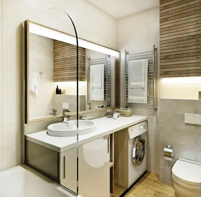 Máquina de lavar roupa no banheiro (101 fotos): Recursos de design de interiores do interior do banheiro com uma máquina de lavar roupa em modernos e outros estilos 10413_26