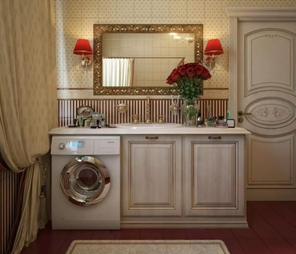 Máquina de lavar roupa no banheiro (101 fotos): Recursos de design de interiores do interior do banheiro com uma máquina de lavar roupa em modernos e outros estilos 10413_3