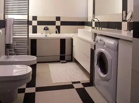 Mesin cuci ing kamar mandi (101 Foto): Fitur desain interior ing njero kamar mandi kanthi mesin cuci ing gaya modern lan gaya liyane 10413_31