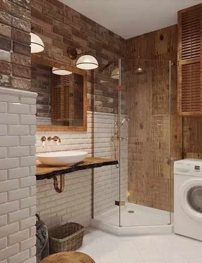 Пералня в банята (101 снимки): Интериорен дизайн Характеристики на вътрешността на банята с пералня в модерни и други стилове 10413_32