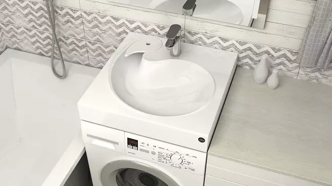 Máquina de lavar roupa no banheiro (101 fotos): Recursos de design de interiores do interior do banheiro com uma máquina de lavar roupa em modernos e outros estilos 10413_35