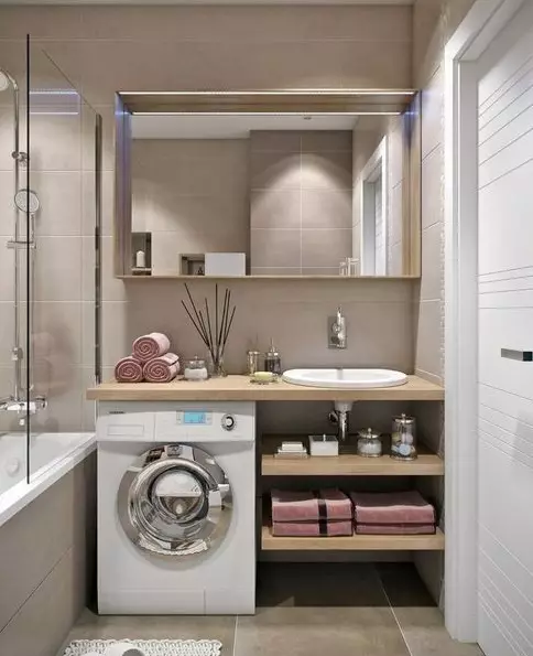 Mesin cuci di kamar mandi (101 poto): fitur desain interior tina interior tina kamar mandi sareng mesin cuci dina gaya modern sareng gaya sanés 10413_40