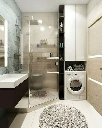 Mesin cuci ing kamar mandi (101 Foto): Fitur desain interior ing njero kamar mandi kanthi mesin cuci ing gaya modern lan gaya liyane 10413_42