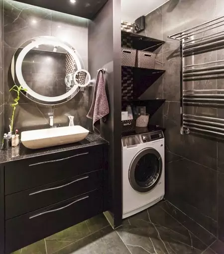 Máquina de lavar roupa no banheiro (101 fotos): Recursos de design de interiores do interior do banheiro com uma máquina de lavar roupa em modernos e outros estilos 10413_49