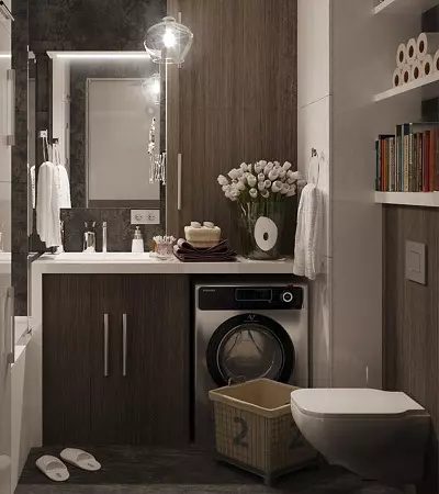 बाथरूम में वॉशिंग मशीन (101 फोटो): आधुनिक और अन्य शैलियों में वॉशिंग मशीन के साथ बाथरूम के इंटीरियर की आंतरिक डिजाइन विशेषताएं 10413_51