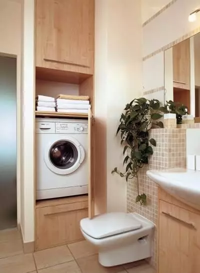 Máquina de lavar roupa no banheiro (101 fotos): Recursos de design de interiores do interior do banheiro com uma máquina de lavar roupa em modernos e outros estilos 10413_54
