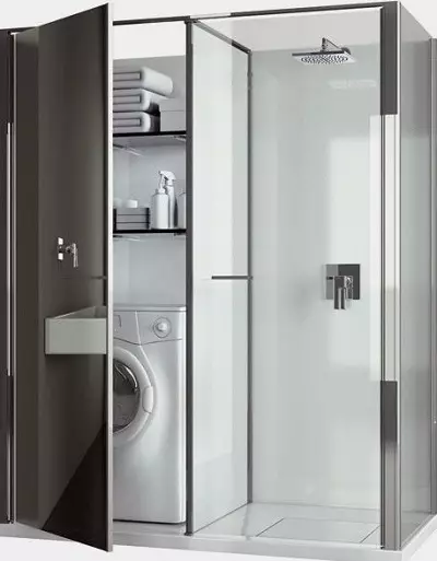 Mesin cuci ing kamar mandi (101 Foto): Fitur desain interior ing njero kamar mandi kanthi mesin cuci ing gaya modern lan gaya liyane 10413_57