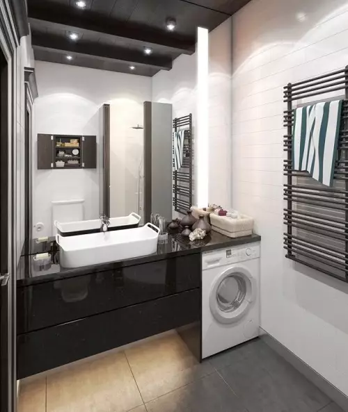 Práčka v kúpeľni (101 fotiek): Interiérové ​​dizajnové vlastnosti interiéru kúpeľne s práčkou v moderných a iných štýloch 10413_58
