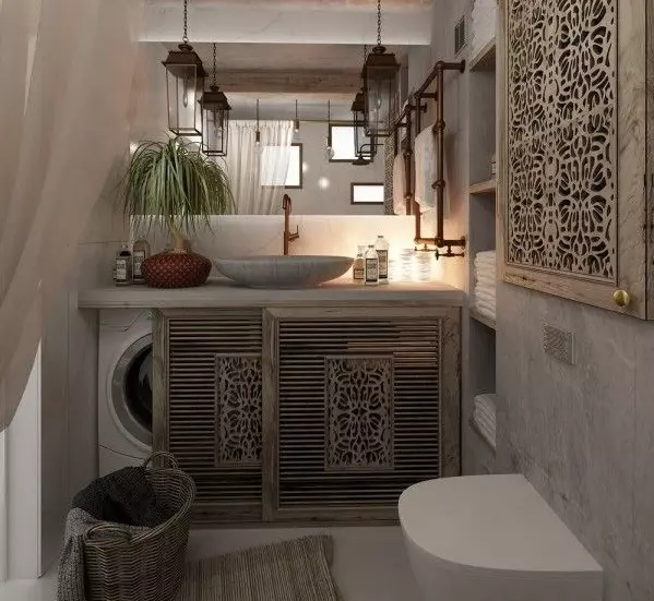 Perilica rublja u kupaonici (101 fotografije): Interijer Design značajke interijera kupaonice s perilicom rublja u modernim i drugim stilovima 10413_7