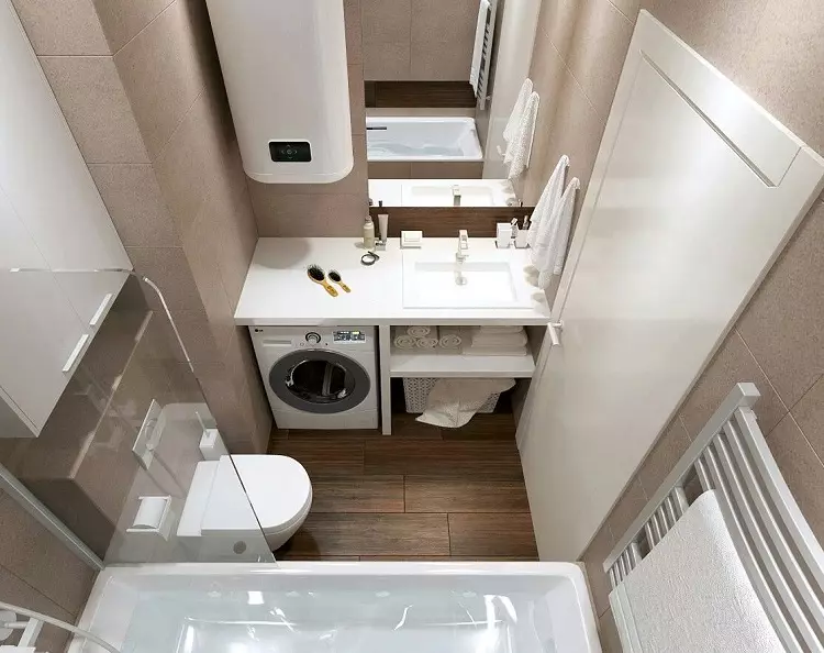 बाथरूममध्ये वॉशिंग मशीन (101 फोटो): आधुनिक आणि इतर शैलींमध्ये वॉशिंग मशीनसह बाथरूमच्या आतील भागात इंटीरियर डिझाइन वैशिष्ट्ये 10413_72