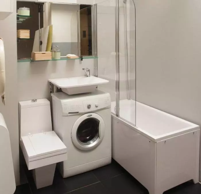 Mesin cuci di kamar mandi (101 poto): fitur desain interior tina interior tina kamar mandi sareng mesin cuci dina gaya modern sareng gaya sanés 10413_74