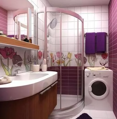 Mesin cuci di kamar mandi (101 poto): fitur desain interior tina interior tina kamar mandi sareng mesin cuci dina gaya modern sareng gaya sanés 10413_8
