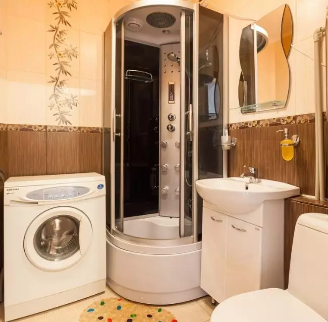 מכונת כביסה בחדר האמבטיה (101 תמונות): עיצוב פנים תכונות של פנים חדר האמבטיה עם מכונת כביסה בסגנונות מודרניים אחרים 10413_81