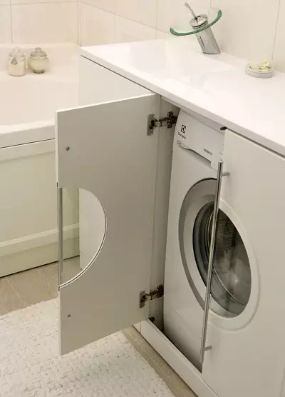 बाथरूममध्ये वॉशिंग मशीन (101 फोटो): आधुनिक आणि इतर शैलींमध्ये वॉशिंग मशीनसह बाथरूमच्या आतील भागात इंटीरियर डिझाइन वैशिष्ट्ये 10413_87