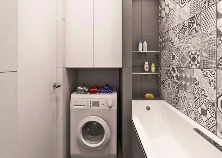 Mesin cuci ing kamar mandi (101 Foto): Fitur desain interior ing njero kamar mandi kanthi mesin cuci ing gaya modern lan gaya liyane 10413_98
