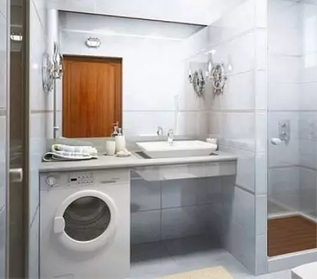 Mesin cuci ing kamar mandi (101 Foto): Fitur desain interior ing njero kamar mandi kanthi mesin cuci ing gaya modern lan gaya liyane 10413_99