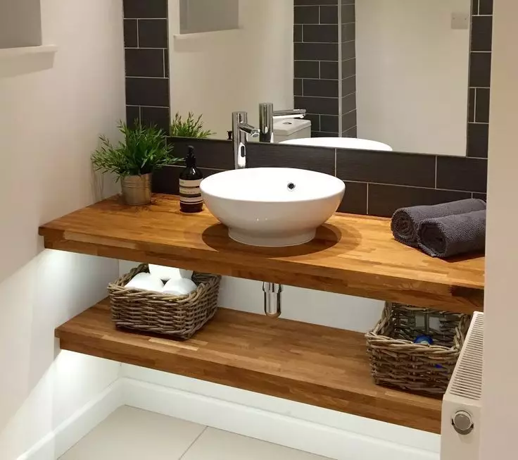 Drveni pult u kupatilu: izbor ispod vrhova sudopere sto iz Slaba, niz i od drugih materijala 10415_29