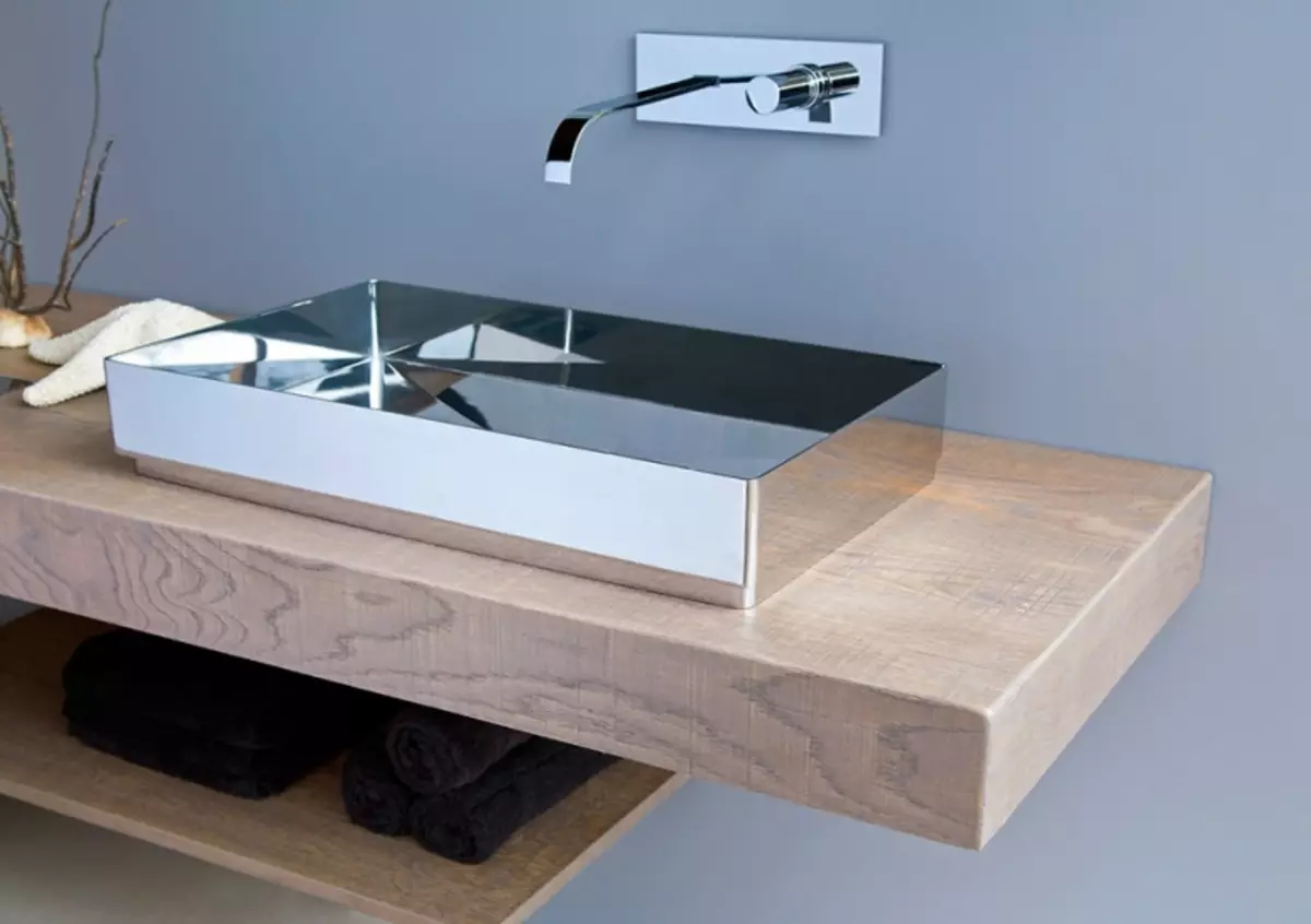 آشپزخانه چوبی در حمام: انتخاب زیر میز های سینک تخت از SLABA، آرایه و از مواد دیگر 10415_42