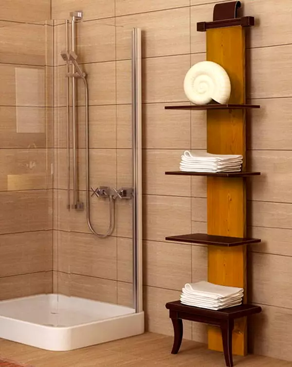 Polica na uteráky v kúpeľni (63 fotografií): s háčikmi a stenou, 50 cm z nehrdzavejúcej ocele, držiak uteráka s poličkou v kúpeľni a zvyšok 10421_16