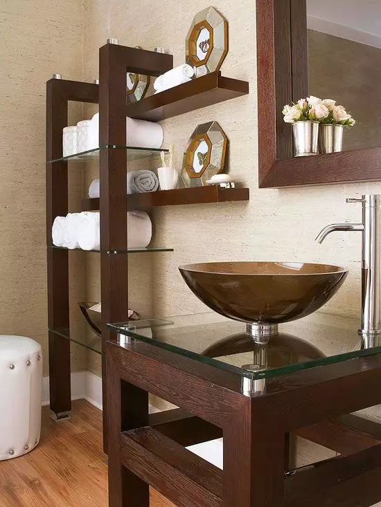 Polica za ručnike u kupaonici (63 fotografije): s kukama i zidom, 50 cm od nehrđajućeg čelika, držač ručnika s policom u kupaonici i ostatku 10421_32